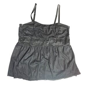 Torrid Black Swiss Dot Mesh Lace Empire Waist Camisole Top Size 0X  (XL)